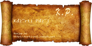 Kürti Pál névjegykártya